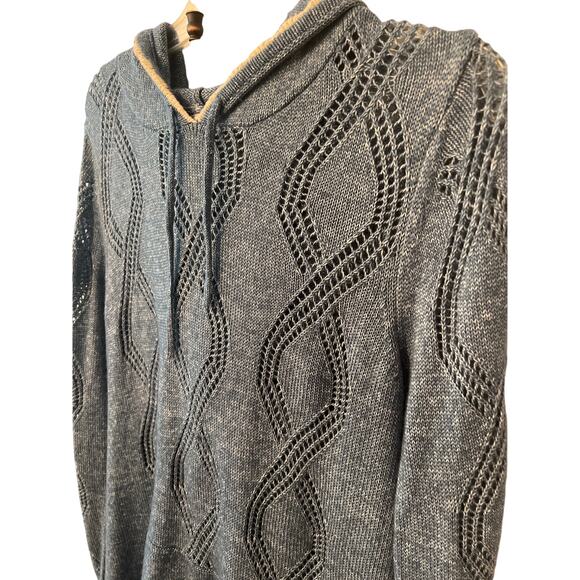 Soft Surroundings Blue Hooded Open Cable Knit Sweater Size Small S Boho Casual - Picture 2 of 7